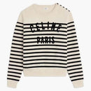 Celine Crew Neck Mariniere Cotton Sweater Off White/Black