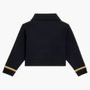 Celine Cropped Military Vareuse Wool Triomphe Embroidery Jacket Navy