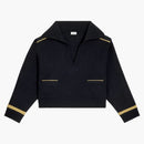 Celine Cropped Military Vareuse Wool Triomphe Embroidery Jacket Navy