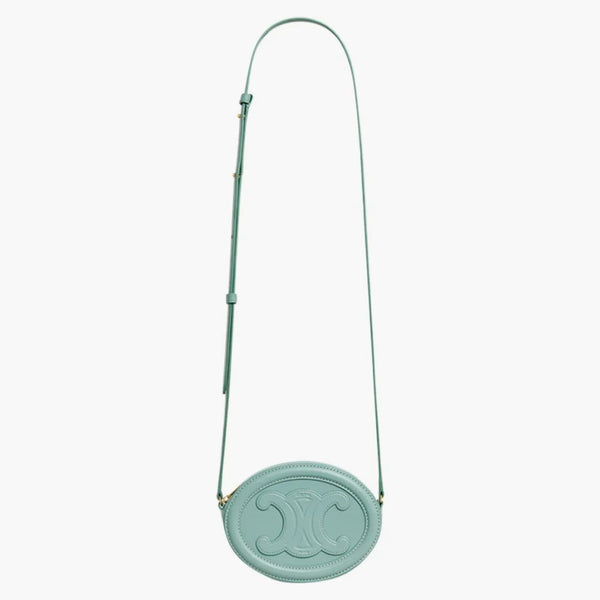 Celine Crossbody Oval Cuir Purse Triomphe broderi Ice Mint