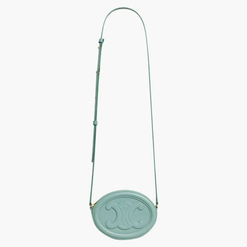Celine Crossbody Oval Cuir Purse Triomphe broderi Ice Mint
