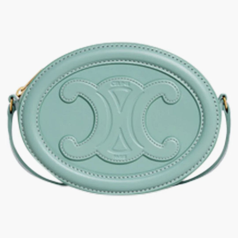 Celine Crossbody Oval Cuir Purse Triomphe broderi Ice Mint