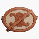 Celine Crossbody Oval Cuir Purse Triomphe Embroidery Natural/Tan
