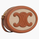 Celine Crossbody Oval Cuir Purse Triomphe Embroidery Natural/Tan