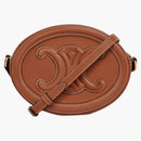 Celine Crossbody Oval Cuir Purse Triomphe Embroidery Tan