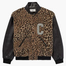 Celine Crystal-Embellished Leopard print Bomber Jacket Brown