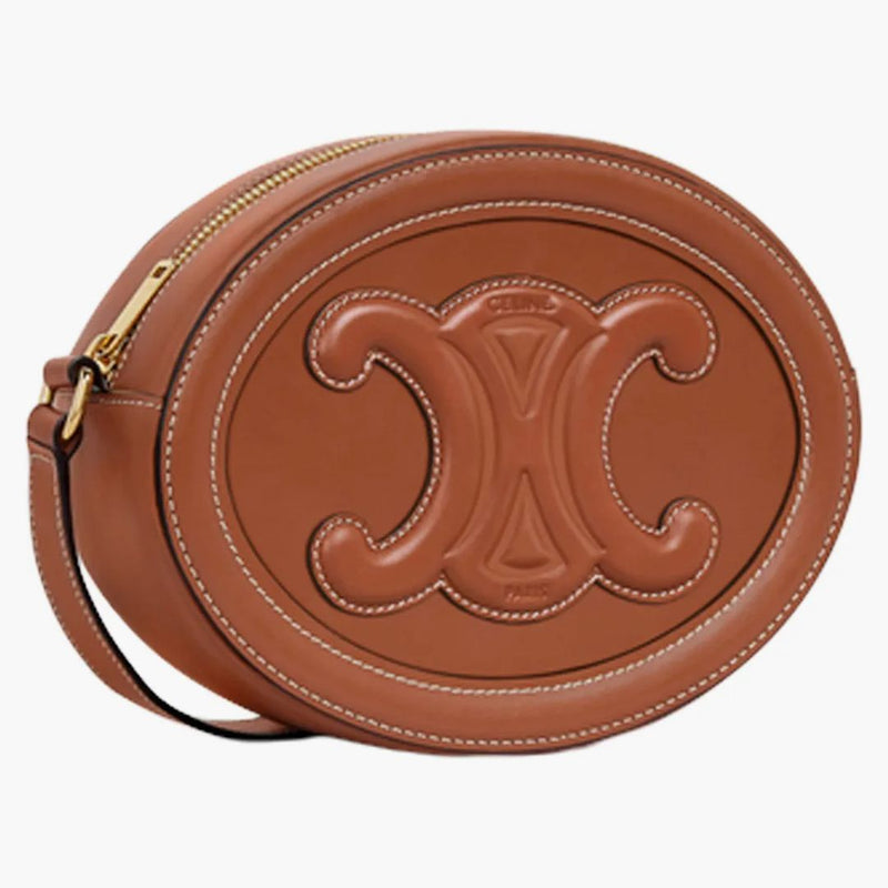 Celine cuir triomphe oval väska solbränna