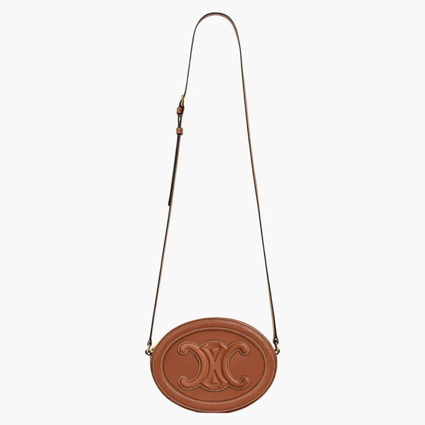 Celine cuir triomphe oval väska solbränna