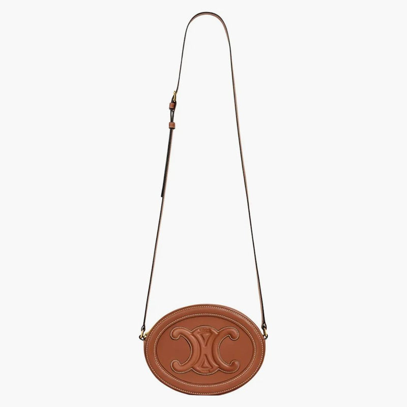 Celine cuir triomphe oval väska solbränna