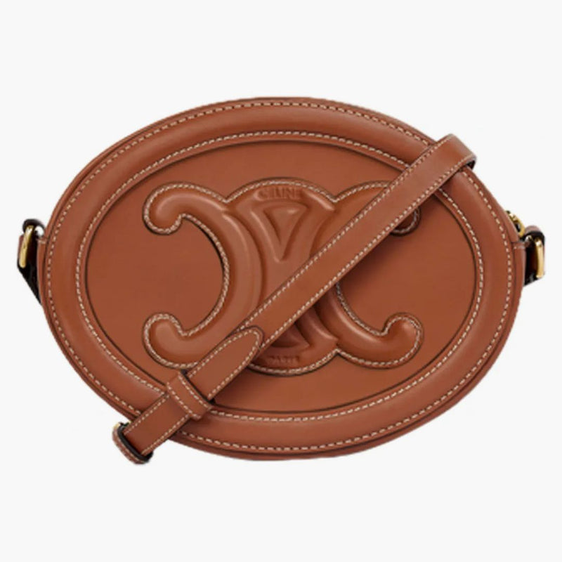 Celine cuir triomphe oval väska solbränna