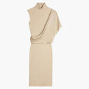 Celine Draped Shiny Viscose Dress Champagne