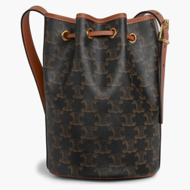 Celine DrawString påse Small Triomphe Tan