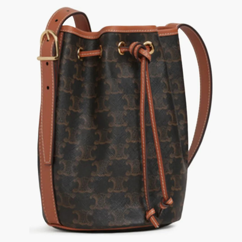 Celine DrawString påse Small Triomphe Tan