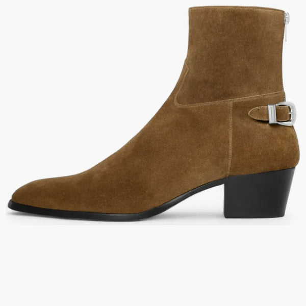 Celine apotek bakspännen zippad boot taupe