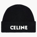 Celine Embroidered Knit Wool Beanie Black