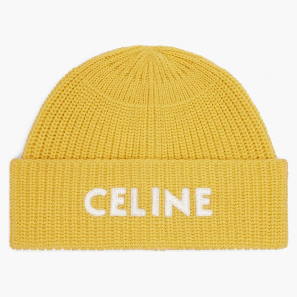 Celine broderad stickad ull beanie mimosa