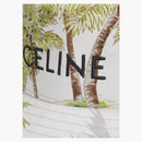 Celine Embroidery in Ombre Palm Tree Print Cotton Gabardine Bucket has with Drawstring Grey/Green