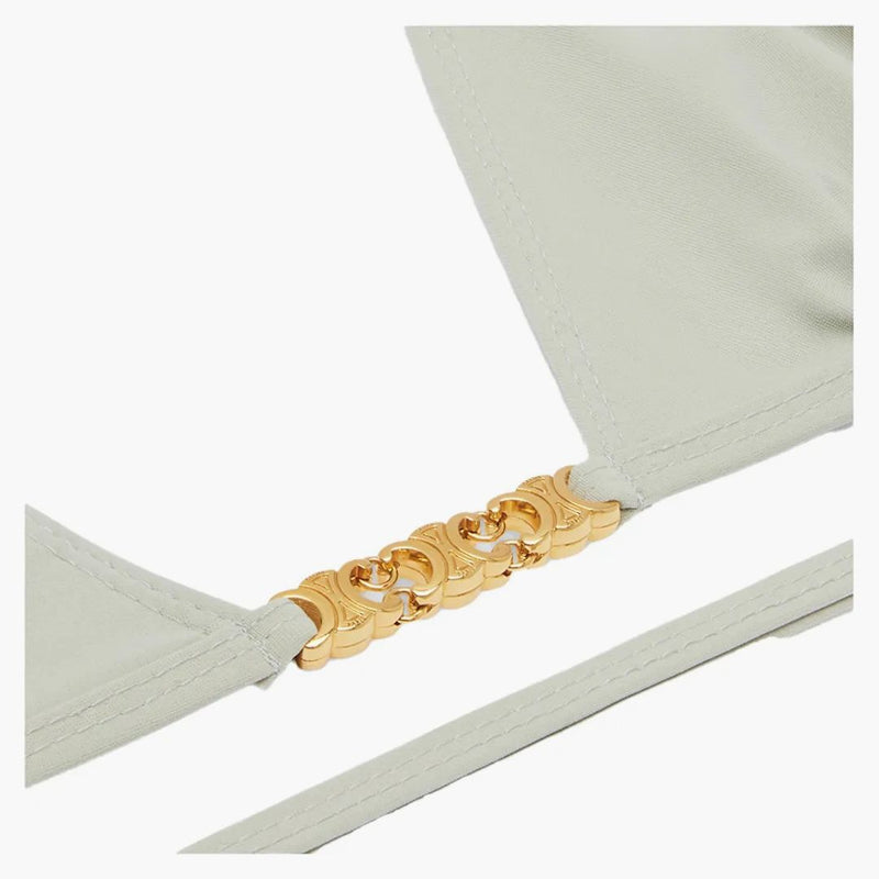 Celine gourmetkedja i matt jersey triangel topp vert amande