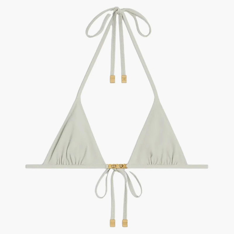 Celine gourmetkedja i matt jersey triangel topp vert amande