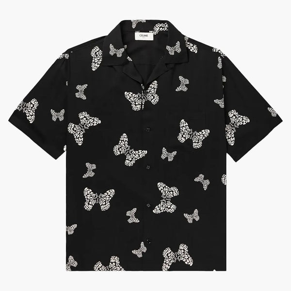 Celine Hawaiian Loose Futterfly Print Viscose Shirt Noir/Cream