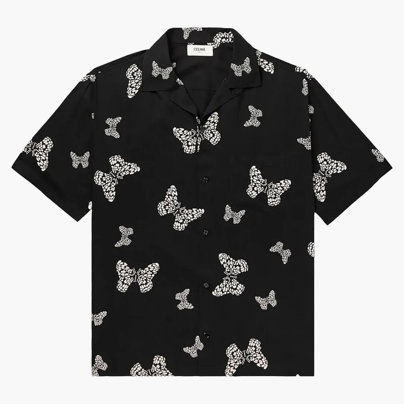 Celine Hawaiian Loose Futterfly Print Viscose Shirt Noir/Cream