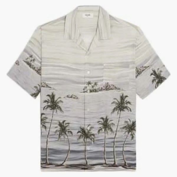 Celine Hawaiian tryckt Viscose Shirt Craie/Gris