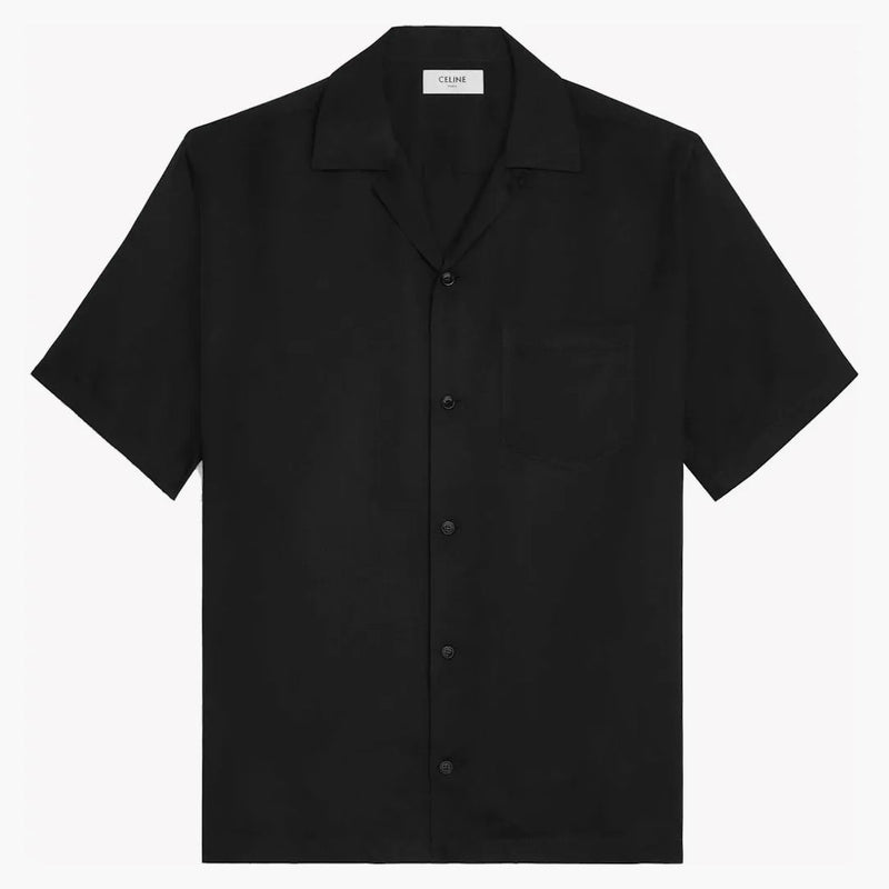 Celine Hawaiian skjorta med Celine Paris Patch i Viscose Black