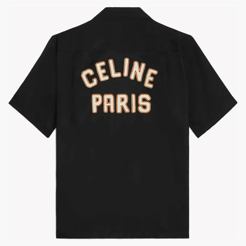 Celine Hawaiian skjorta med Celine Paris Patch i Viscose Black