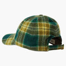 Celine Initial Snapback Cap In Checked Wool Vert Khaki Craie