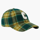Celine Initial Snapback Cap In Checked Wool Vert Khaki Craie