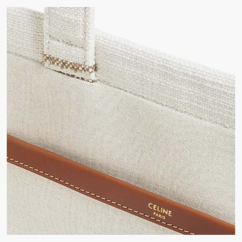 Celine stora cabas randig textil med Celine Jacquard död tobak/solbränna