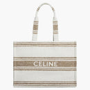 Celine velká kabina pruhovaná textilie s Celine Jacquard Dead Tobacco/Tan