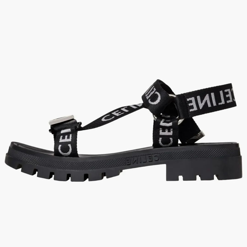 Celine Leo Strappy Sandal Black White