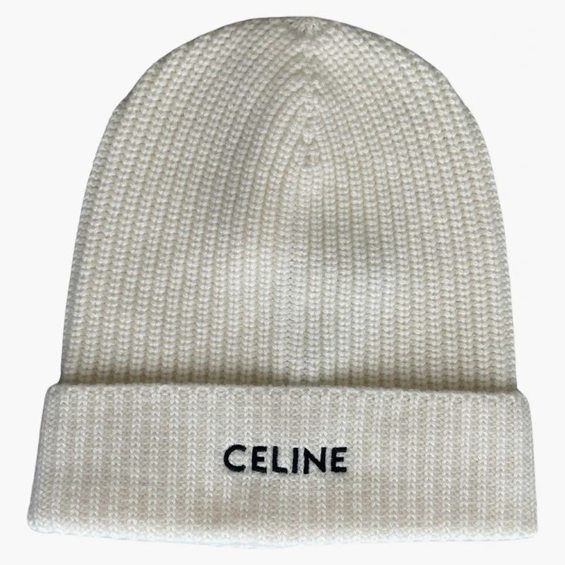 Celine logo broderi arv kashmir beanie off vit