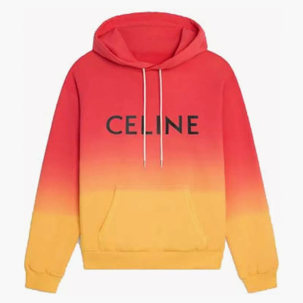 Celine Loose Cotton Fleece Hoodie Sunset/ Black