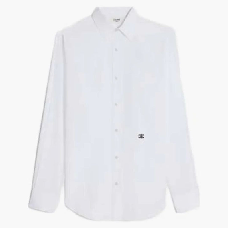 Celine Loose Cotton Poplin Shirt White