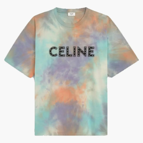 Celine Loose Cotton T-shirt med Studs Multicolor