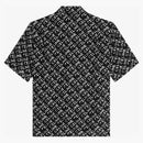 Celine Loose Hawaiian Shirt With Diluted Celine Print In Crepe De Chine Noir/craie