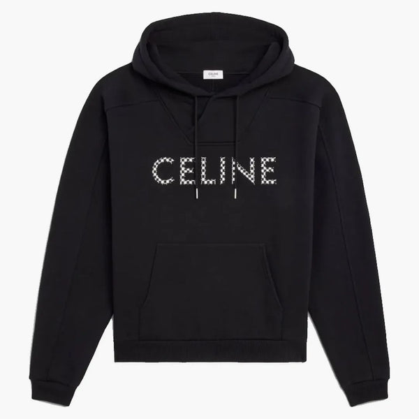Celine Loose Sweatshirt i bomullsfleece med tappar svart/vit