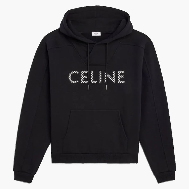 Celine Loose Sweatshirt i bomullsfleece med tappar svart/vit