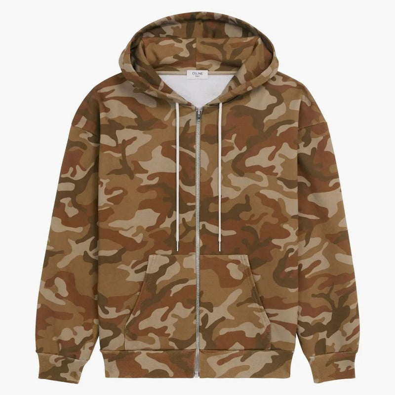 Celine Loose Sweatshirt i Cotton Fleece Camo/Washed White