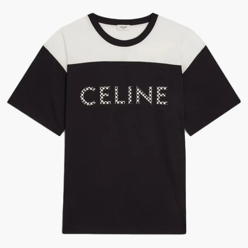 Celine Loose T-shirt In Cotton Jersey With Studs Black/white