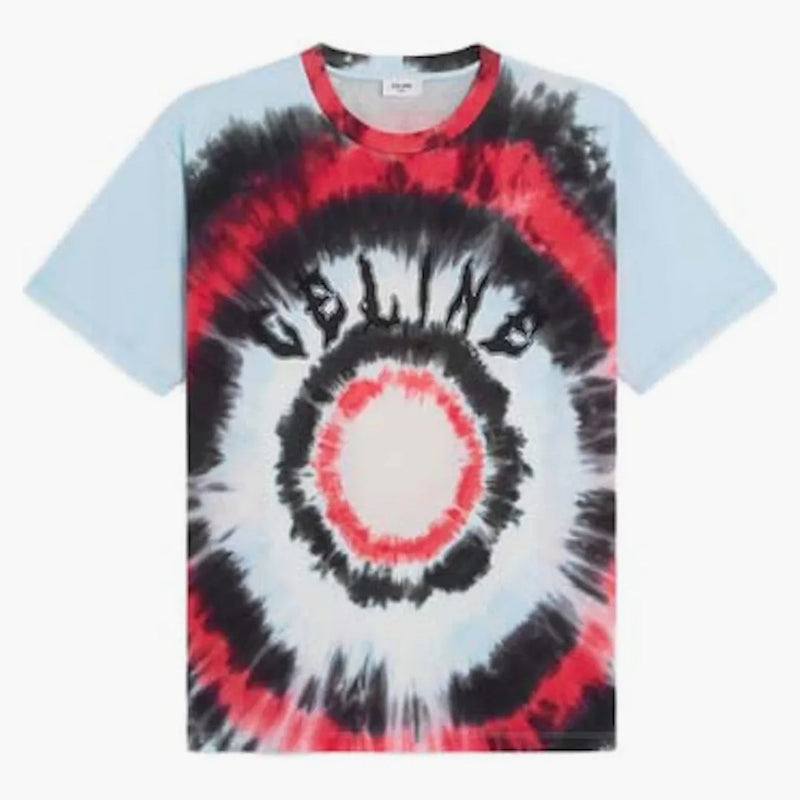 Celine Loose Tie-dye T-shirt Off White/red/black