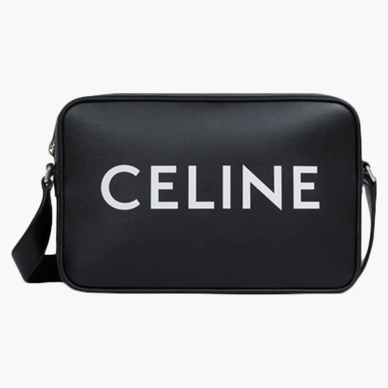 Celine Messenger Bag i slät kalvskinn med Celine Print Medium Black/White
