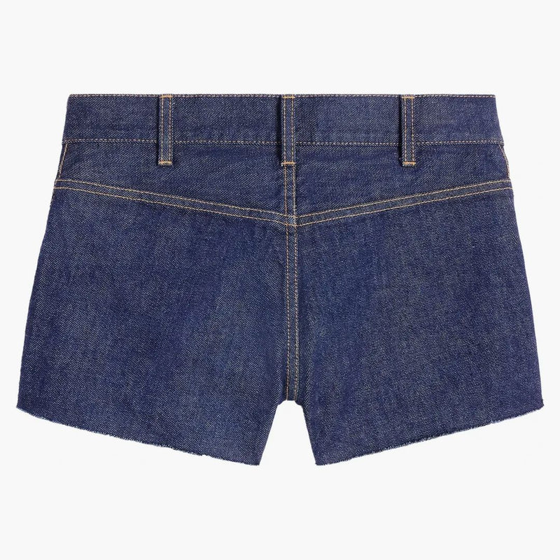 Celine mini sköljd tvätt denim shorts sköljs tvätt