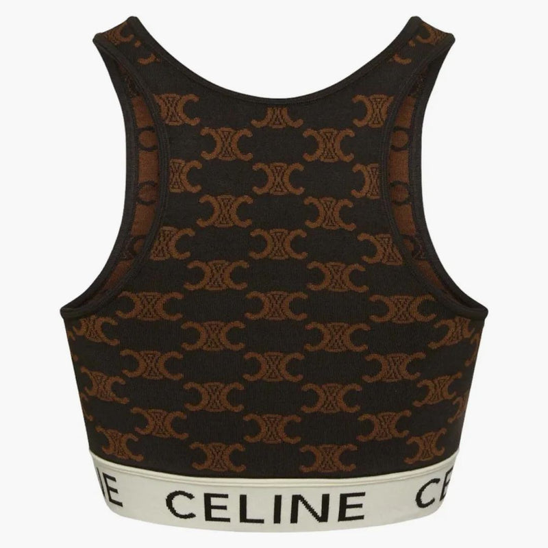 Celine Monogram Bra In Silk Cotton Brown