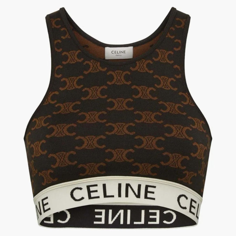 Celine Monogram Bra In Silk Cotton Brown