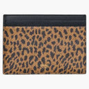 Celine Multifunction Card Holder in Grained Calfskin with Leopard Print Brown/Black