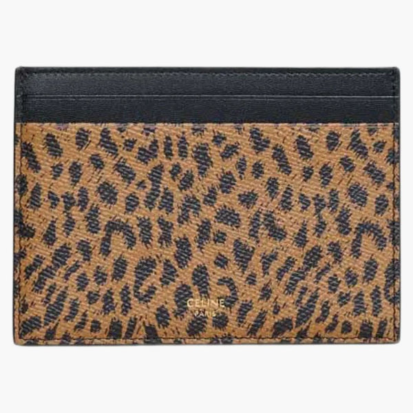 Celine Multifunction Card Holder i Grained Calvskin med Leopard Print Brown/Black