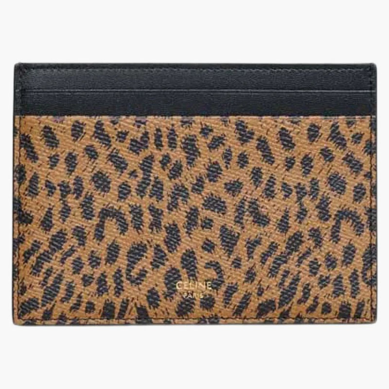 Celine Multifunction Card Holder i Grained Calvskin med Leopard Print Brown/Black